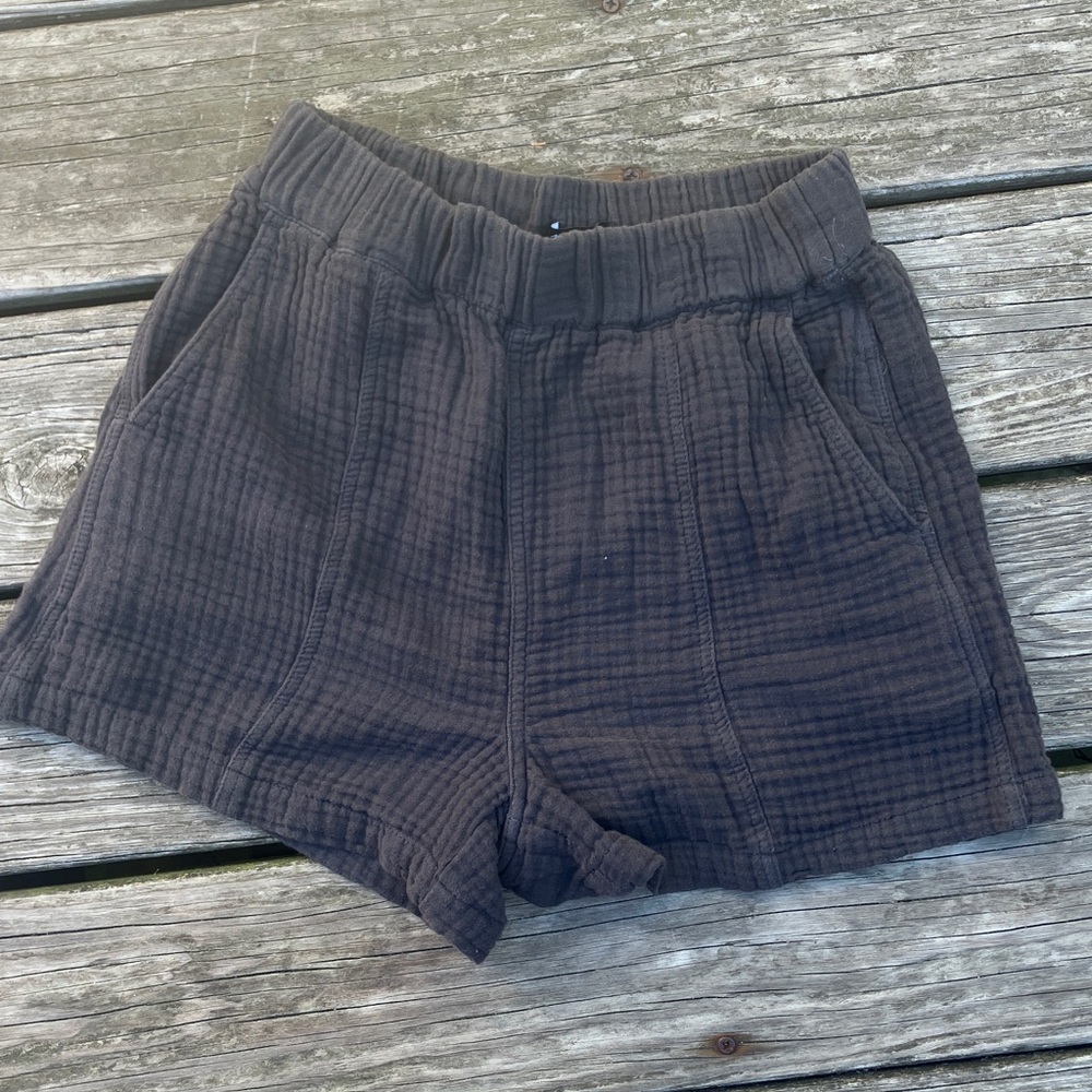 High Waist Black Textured Women's Shorts